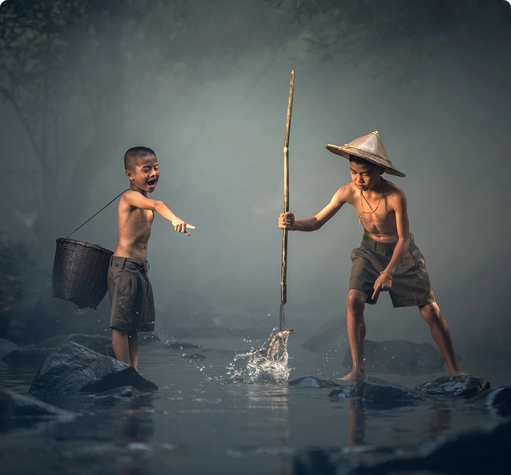 Children exploring the natural environment